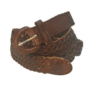 Vintage Mens Braided Leather Belt Size 40/100 From Uruguay With Metal Buckle